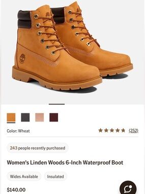 Timberland Wheat/Tan 6-Inch Lace-Up Work Boots